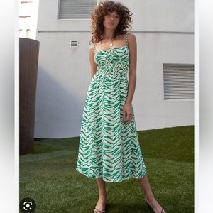 Reformation Bran Dress - Green Zebra Stripe